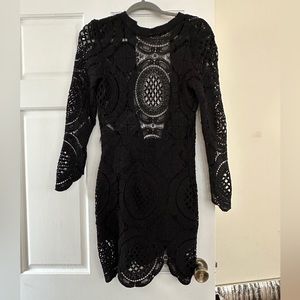 Black lace long sleeve dress size small
